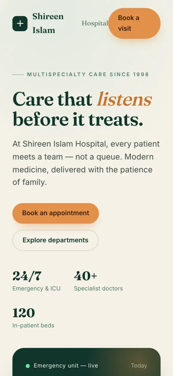 Shireen Islam Hospital on a phone
